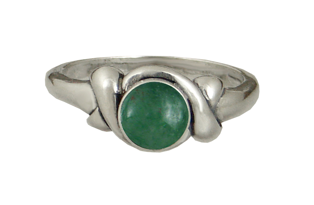 Sterling Silver Lover's Knot Ring With Jade Size 5